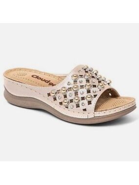 Women's Cream Slide Sandals Cloud 90 Size 38